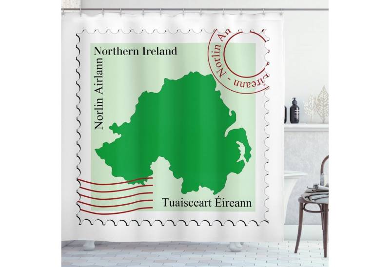 Abakuhaus Duschvorhang Moderner Digitaldruck mit 12 Haken auf Stoff Wasser Resistent Breite 175 cm, Höhe 180 cm, Irland Karte Post-Konzept von Abakuhaus