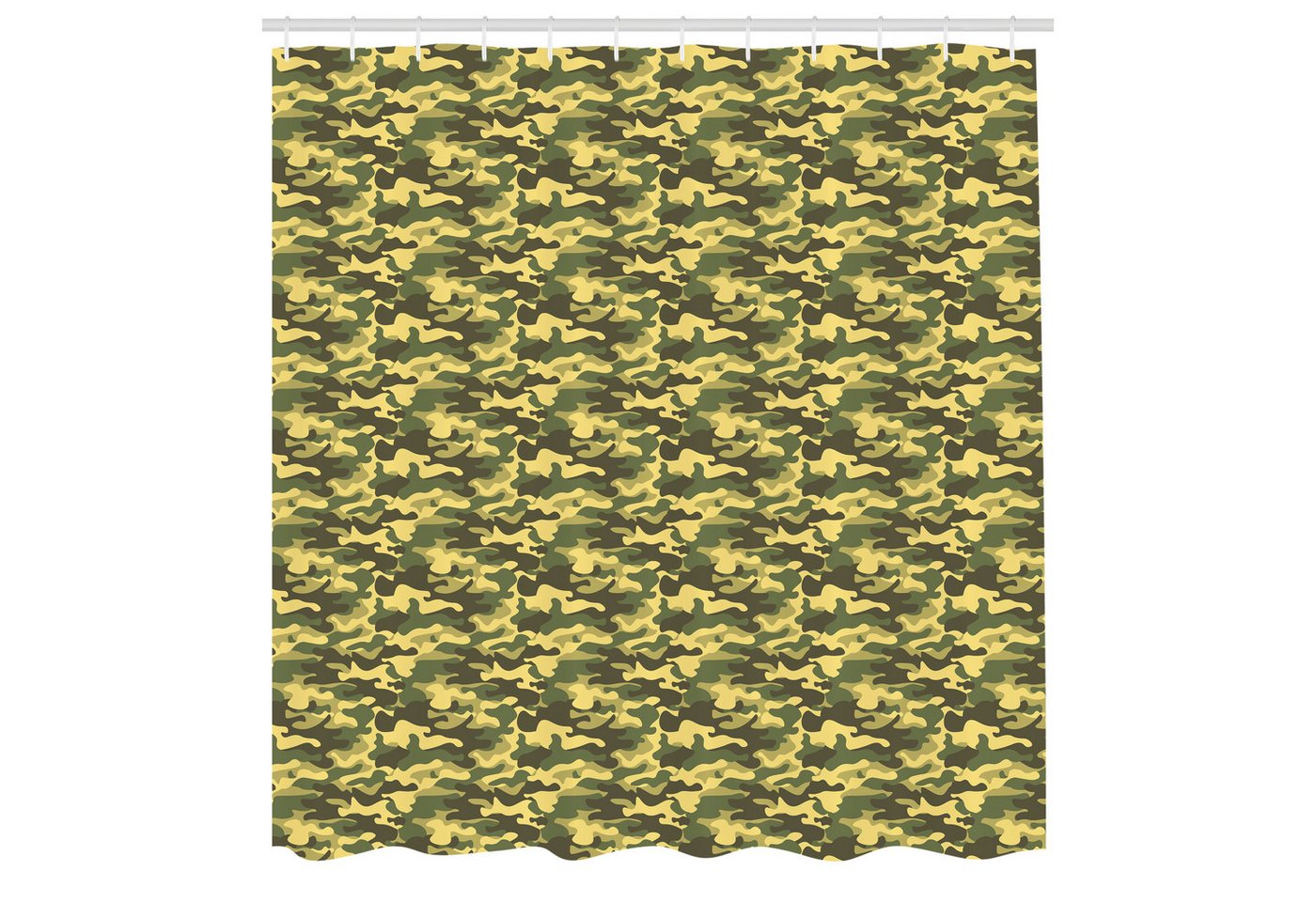 Abakuhaus Duschvorhang Moderner Digitaldruck mit 12 Haken auf Stoff Wasser Resistent Breite 175 cm, Höhe 180 cm, Khaki Die Wiederholung Camouflage Spots von Abakuhaus