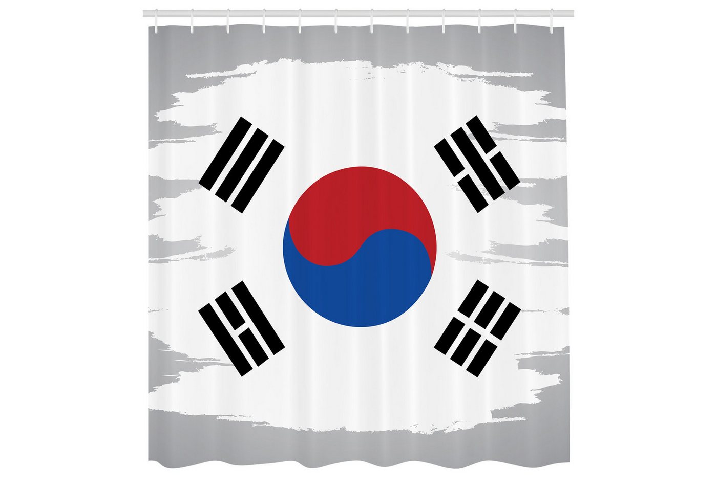 Abakuhaus Duschvorhang Moderner Digitaldruck mit 12 Haken auf Stoff Wasser Resistent Breite 175 cm, Höhe 180 cm, Korean Flag Grunge Pinsel Farbe von Abakuhaus