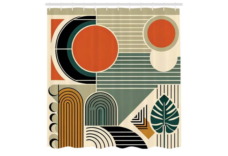 Abakuhaus Duschvorhang Moderner Digitaldruck mit 12 Haken auf Stoff Wasser Resistent Breite 175 cm, Höhe 180 cm, Monstera Abstrakt Boho Mid Century von Abakuhaus