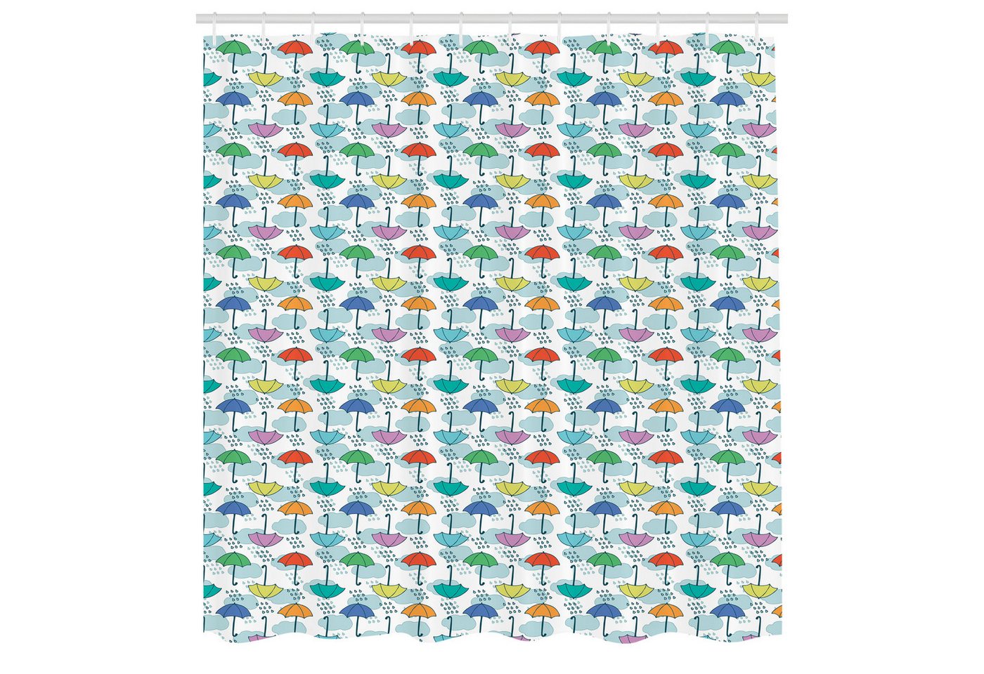 Abakuhaus Duschvorhang Moderner Digitaldruck mit 12 Haken auf Stoff Wasser Resistent Breite 175 cm, Höhe 180 cm, Regenschirm Sonnenschirm-Muster im Regen von Abakuhaus