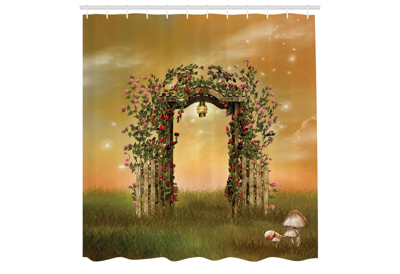 Abakuhaus Duschvorhang Moderner Digitaldruck mit 12 Haken auf Stoff Wasser Resistent Breite 175 cm, Höhe 180 cm, Rosen Garten-Kunst mit Blumen Zaun Abakuhaus Duschvorhang Moderner Digitaldruck mit 12 Haken auf Stoff Wasser Resistent Breite 175 cm, Höhe 180 cm, Rosen Garten-Kunst mit Blumen Zaun von Abakuhaus
