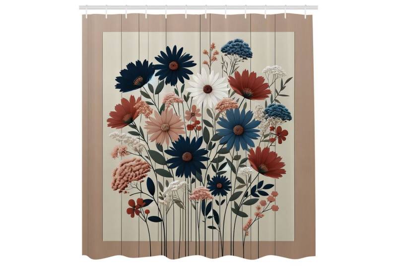 Abakuhaus Duschvorhang Moderner Digitaldruck mit 12 Haken auf Stoff Wasser Resistent Breite 175 cm, Höhe 180 cm, Rustikal Moderne Botanische Wilde Blumen von Abakuhaus