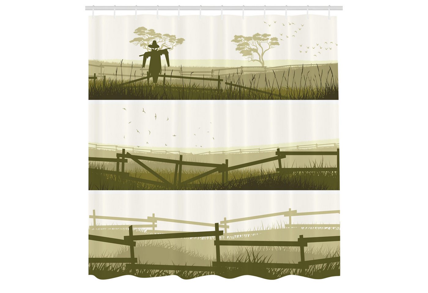Abakuhaus Duschvorhang Moderner Digitaldruck mit 12 Haken auf Stoff Wasser Resistent Breite 175 cm, Höhe 180 cm, Zaun Bauernhof-Felder Scarecrow Grass Abakuhaus Duschvorhang Moderner Digitaldruck mit 12 Haken auf Stoff Wasser Resistent Breite 175 cm, Höhe 180 cm, Zaun Bauernhof-Felder Scarecrow Grass von Abakuhaus