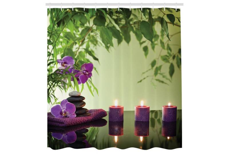 Abakuhaus Duschvorhang Moderner Digitaldruck mit 12 Haken auf Stoff Wasser Resistent Breite 175 cm, Höhe 180 cm, Zen Spa Kerzen Orchideen Bloom von Abakuhaus