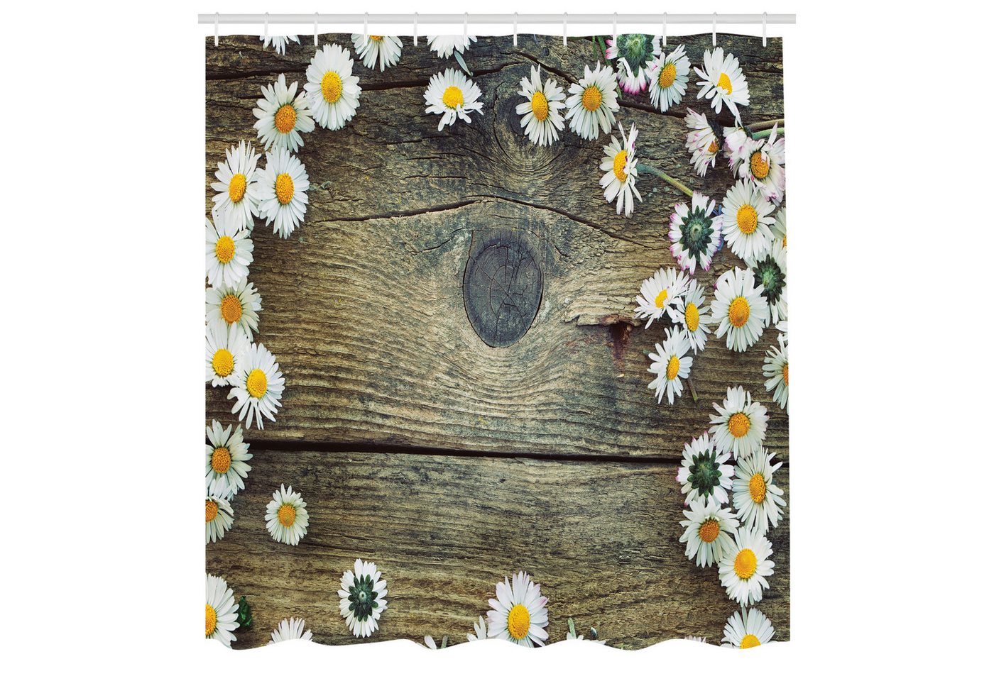 Abakuhaus Duschvorhang Moderner Digitaldruck mit 12 Haken auf Stoff Wasser Resistent Breite 175 cm, Höhe 180 cm, rustikales Holz Frische Frühlings-Gänseblümchen Abakuhaus Duschvorhang Moderner Digitaldruck mit 12 Haken auf Stoff Wasser Resistent Breite 175 cm, Höhe 180 cm, rustikales Holz Frische Frühlings-Gänseblümchen von Abakuhaus