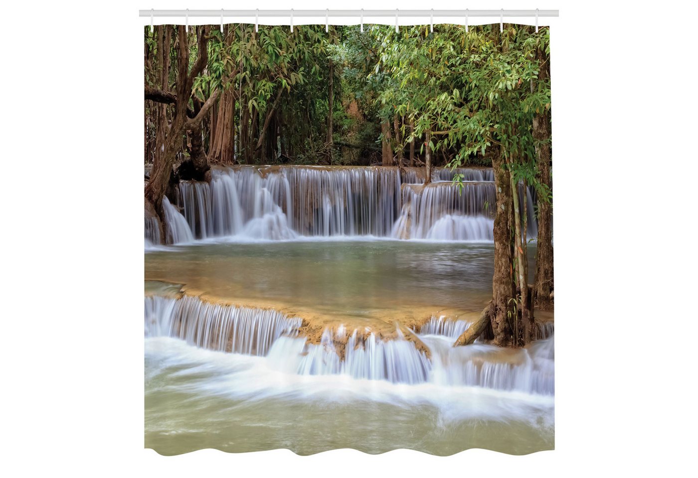 Abakuhaus Duschvorhang Moderner Digitaldruck mit 12 Haken auf Stoff Wasser Resistent Breite 175 cm, Höhe 220 cm, Thailand Wasserfall Kanchanaburi von Abakuhaus