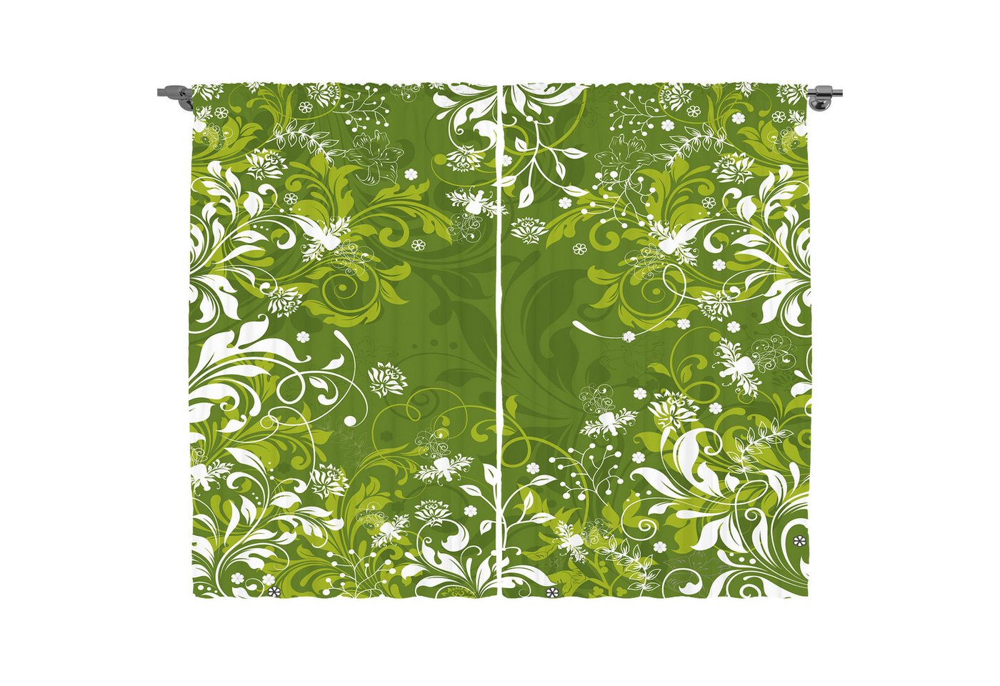 Abakuhaus Gardine Schlafzimmer Kräuselband Vorhang mit Schlaufen und Haken, Grün Abstract Floral Natur Abakuhaus Gardine Schlafzimmer Kräuselband Vorhang mit Schlaufen und Haken, Grün Abstract Floral Natur von Abakuhaus