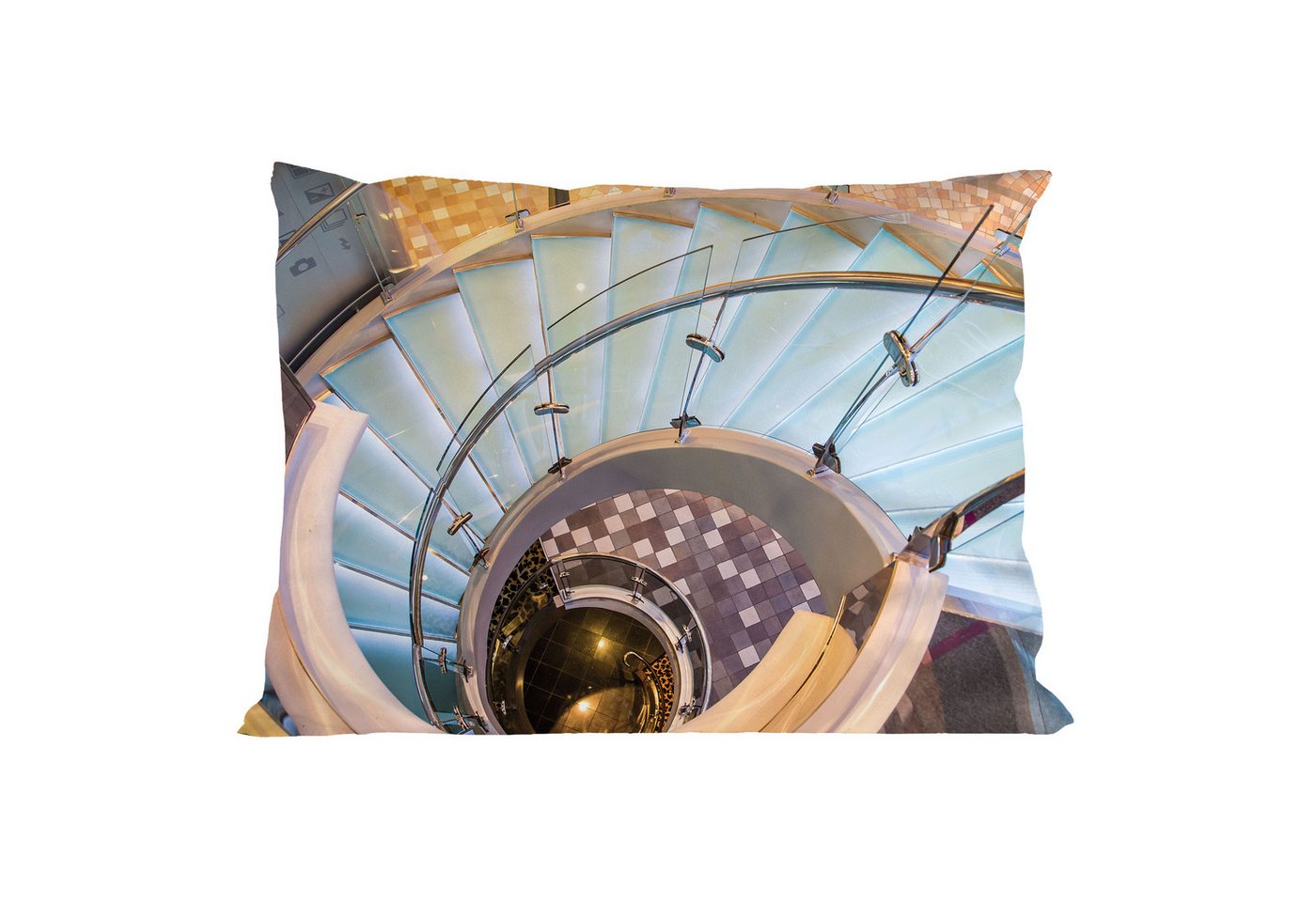 Abakuhaus Kissenbezüge Dekorativer Standard Size Gedruckter Kopfkissenbezug, (1 Stück), Die Architektur Treppe Städtische Treppen Abakuhaus Kissenbezüge Dekorativer Standard Size Gedruckter Kopfkissenbezug, (1 Stück), Die Architektur Treppe Städtische Treppen von Abakuhaus