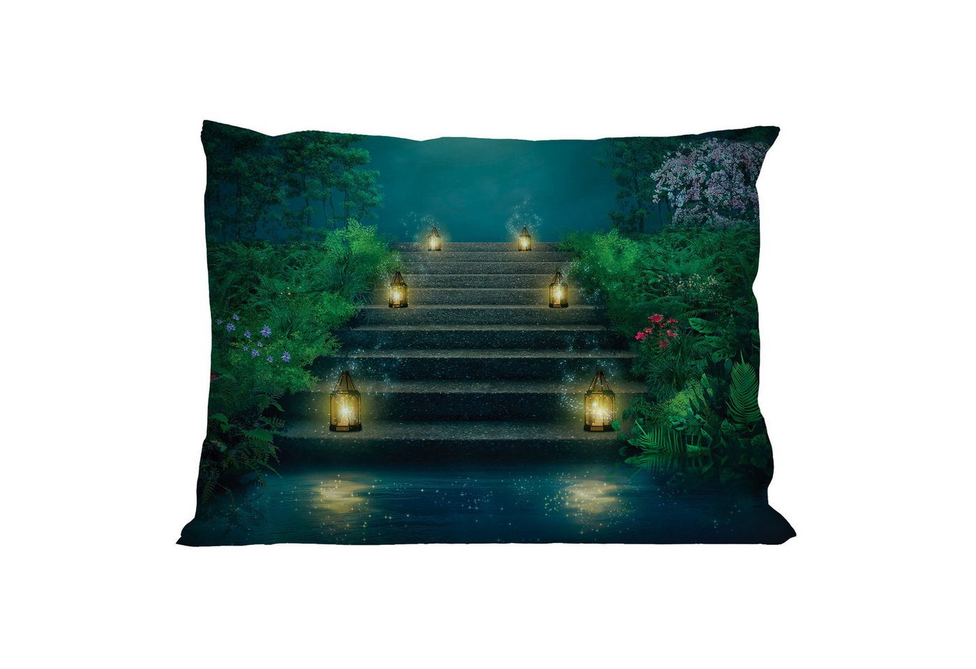 Abakuhaus Kissenbezüge Dekorativer Queen Size Gedruckter Kopfkissenbezug, (1 Stück), Garten Treppen mit Magic Lanterns Abakuhaus Kissenbezüge Dekorativer Queen Size Gedruckter Kopfkissenbezug, (1 Stück), Garten Treppen mit Magic Lanterns von Abakuhaus