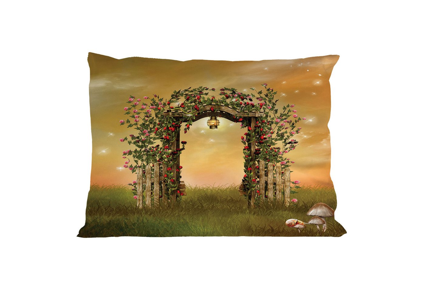 Abakuhaus Kissenbezüge Dekorativer Queen Size Gedruckter Kopfkissenbezug, (1 Stück), Rosen Garten-Kunst mit Blumen Zaun Abakuhaus Kissenbezüge Dekorativer Queen Size Gedruckter Kopfkissenbezug, (1 Stück), Rosen Garten-Kunst mit Blumen Zaun von Abakuhaus