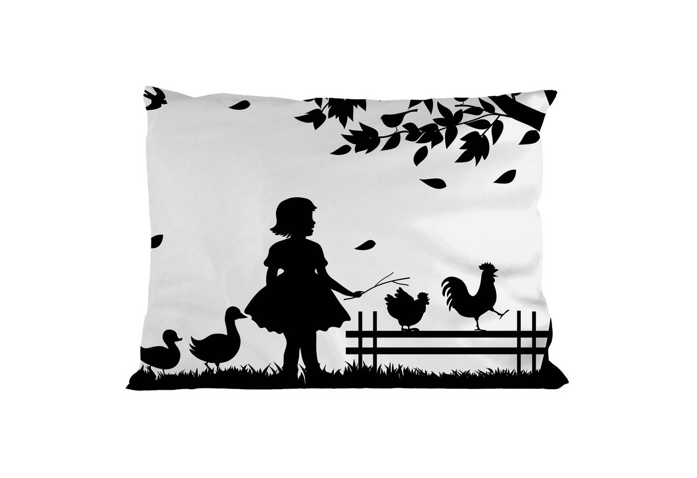 Abakuhaus Kissenbezüge Dekorativer Queen Size Gedruckter Kopfkissenbezug, (1 Stück), Zaun Kleine Mädchen Gans Hahn Abakuhaus Kissenbezüge Dekorativer Queen Size Gedruckter Kopfkissenbezug, (1 Stück), Zaun Kleine Mädchen Gans Hahn von Abakuhaus
