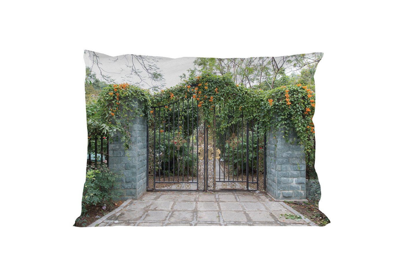 Abakuhaus Kissenbezüge Dekorativer Queen Size Gedruckter Kopfkissenbezug, (1 Stück), Zaun Schmiede Floral Garden Gate Abakuhaus Kissenbezüge Dekorativer Queen Size Gedruckter Kopfkissenbezug, (1 Stück), Zaun Schmiede Floral Garden Gate von Abakuhaus