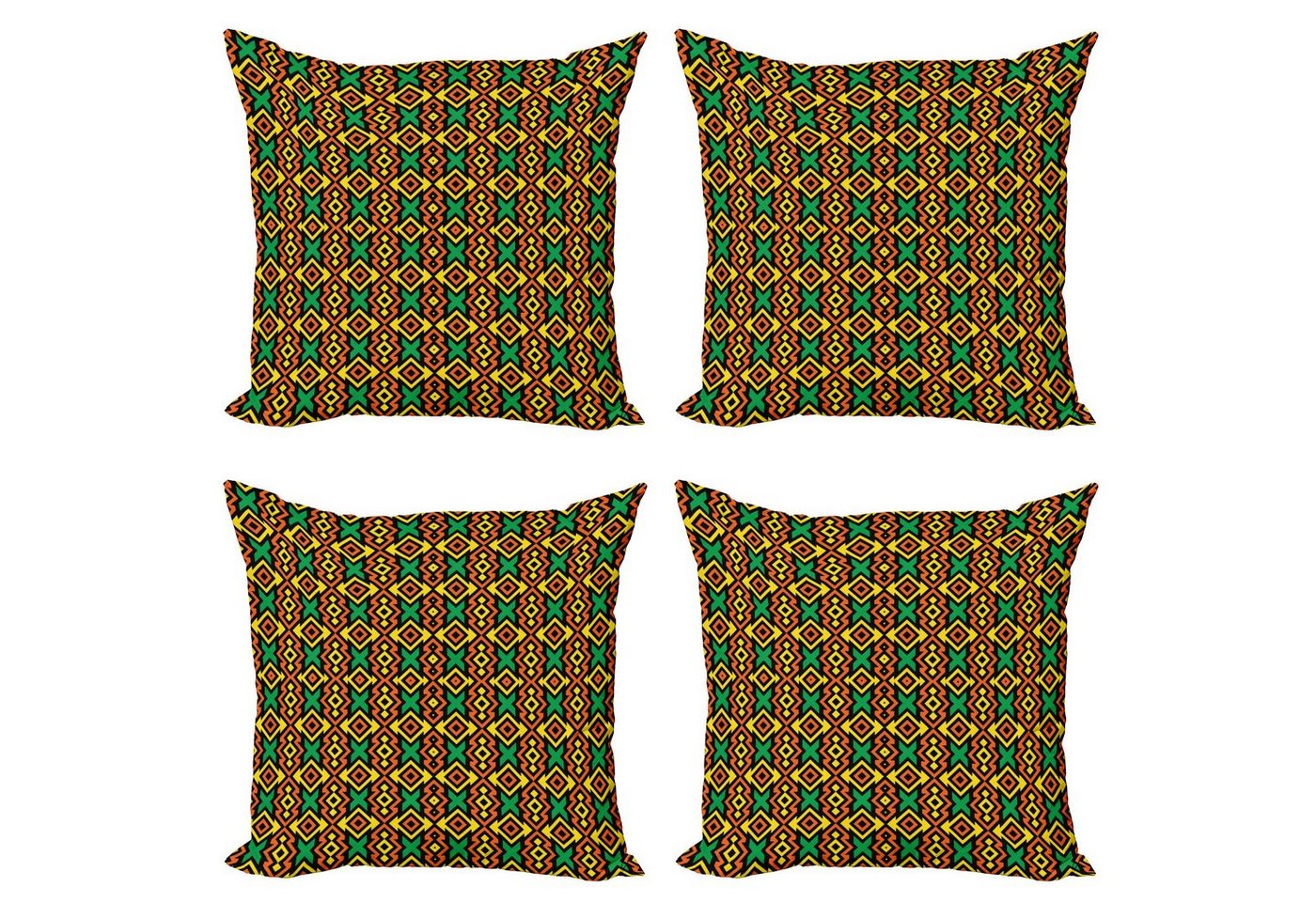 Kissenbezüge Modern Accent Doppelseitiger Digitaldruck, Abakuhaus (4 Stück), Kente Muster Kunstdruck von Abakuhaus