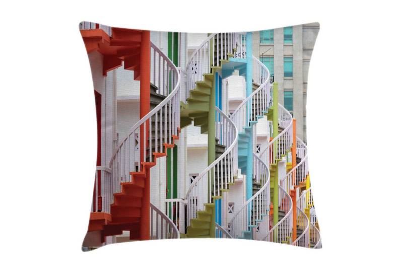 Abakuhaus Kissenbezüge Kissenhülle mit Farbfesten Klaren Farben Beidseitiger Druck, (1 Stück), Die Architektur Gewundene Treppe Szene von Abakuhaus