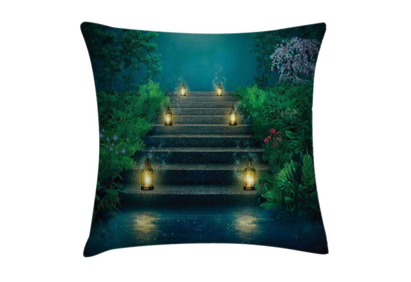 Abakuhaus Kissenbezüge Kissenhülle mit Farbfesten Klaren Farben Beidseitiger Druck, (1 Stück), Garten Treppen mit Magic Lanterns Abakuhaus Kissenbezüge Kissenhülle mit Farbfesten Klaren Farben Beidseitiger Druck, (1 Stück), Garten Treppen mit Magic Lanterns von Abakuhaus