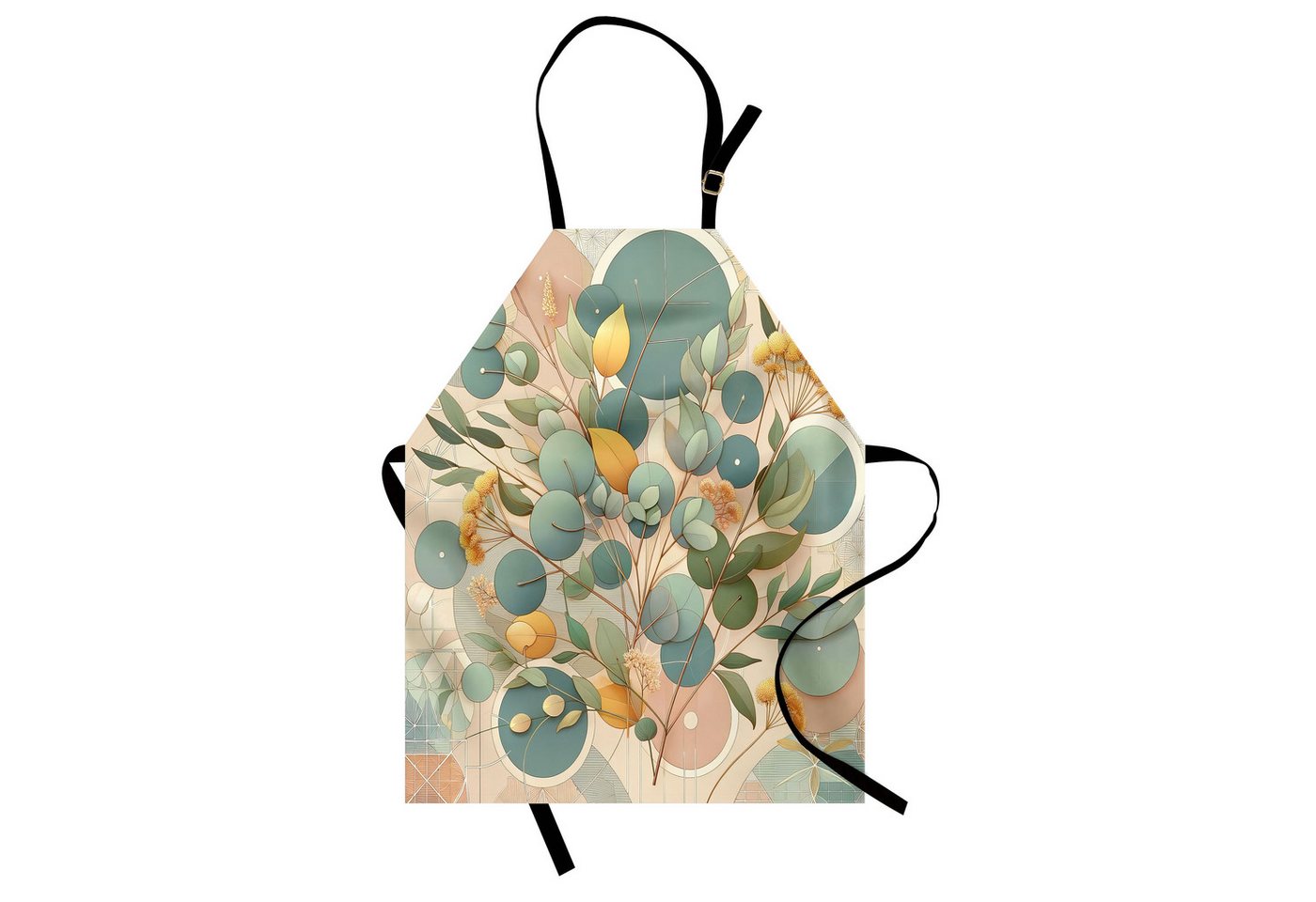 Abakuhaus Kochschürze Höhenverstellbar Klare Farben ohne verblassen, Eukalyptusblätter Pastell Art Deco von Abakuhaus