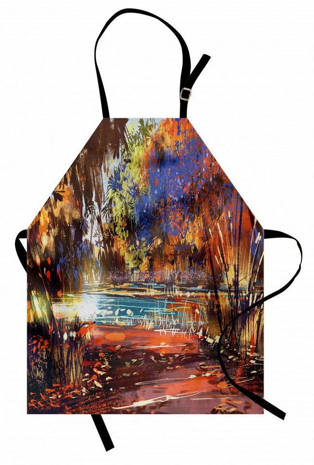 Abakuhaus Kochschürze Höhenverstellbar Klare Farben ohne verblassen, Fantasie Malerei Natur Teich von Abakuhaus