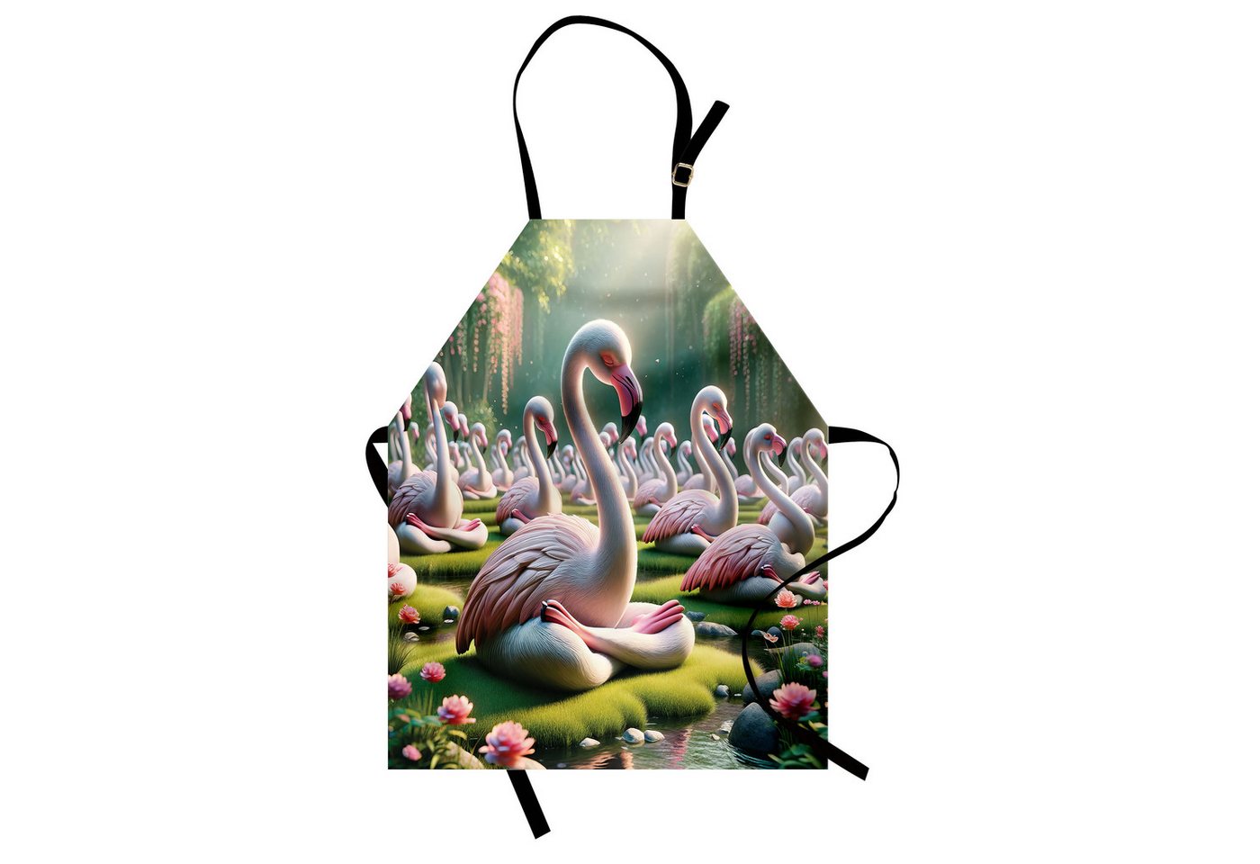 Abakuhaus Kochschürze Höhenverstellbar Klare Farben ohne verblassen, Flamingo Gelassene Vögel Naturszene von Abakuhaus