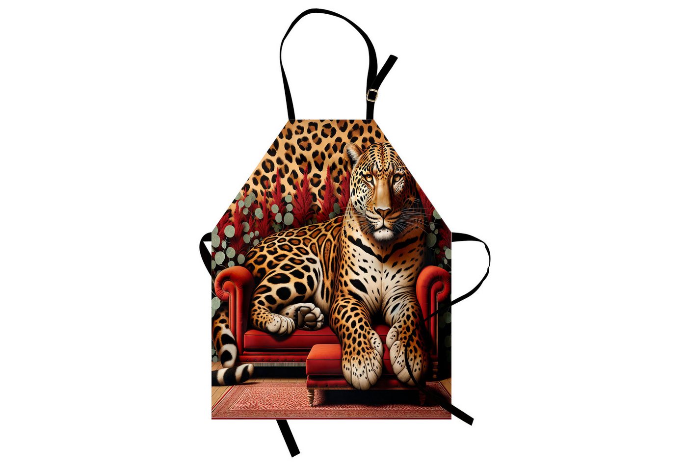Abakuhaus Kochschürze Höhenverstellbar Klare Farben ohne verblassen, Leopard Kühne wilde Katze: Sofa Tierdruck von Abakuhaus