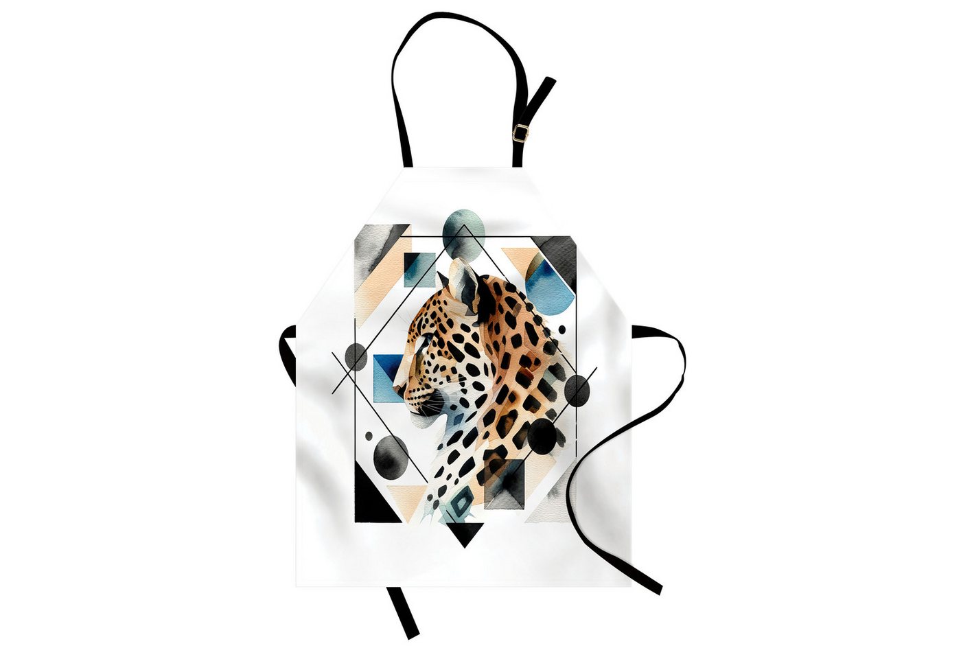 Abakuhaus Kochschürze Höhenverstellbar Klare Farben ohne verblassen, Leopard Minimalistisches Tierporträt von Abakuhaus