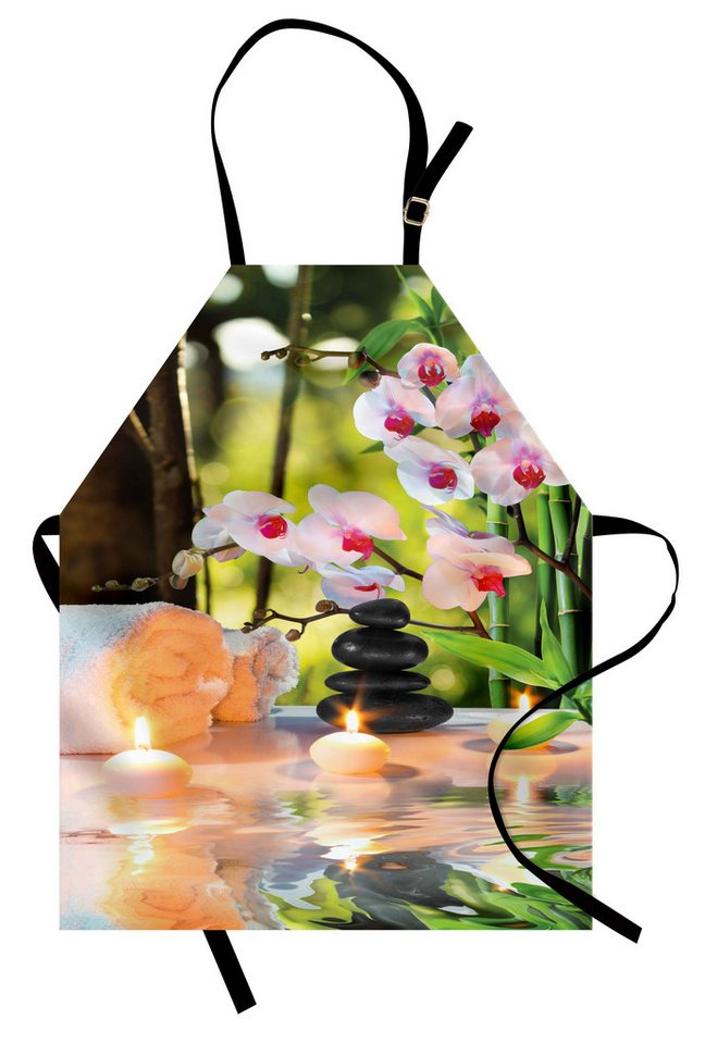 Abakuhaus Kochschürze Höhenverstellbar Klare Farben ohne verblassen, Spa Spa mit Kerzen Orchideen Abakuhaus Kochschürze Höhenverstellbar Klare Farben ohne verblassen, Spa Spa mit Kerzen Orchideen von Abakuhaus