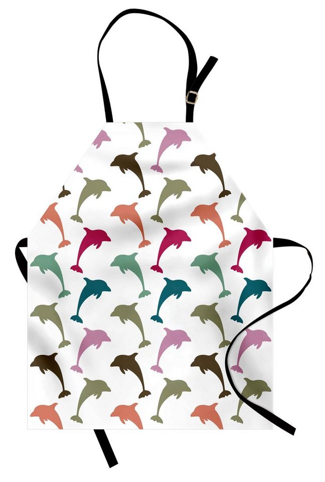 Abakuhaus Kochschürze Höhenverstellbar Klare Farben ohne verblassen, Tier Bunte Delphin-Kunst von Abakuhaus