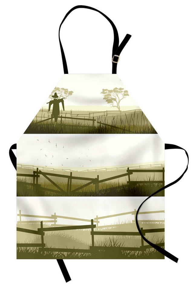 Abakuhaus Kochschürze Höhenverstellbar Klare Farben ohne verblassen, Zaun Bauernhof-Felder Scarecrow Grass Abakuhaus Kochschürze Höhenverstellbar Klare Farben ohne verblassen, Zaun Bauernhof-Felder Scarecrow Grass von Abakuhaus