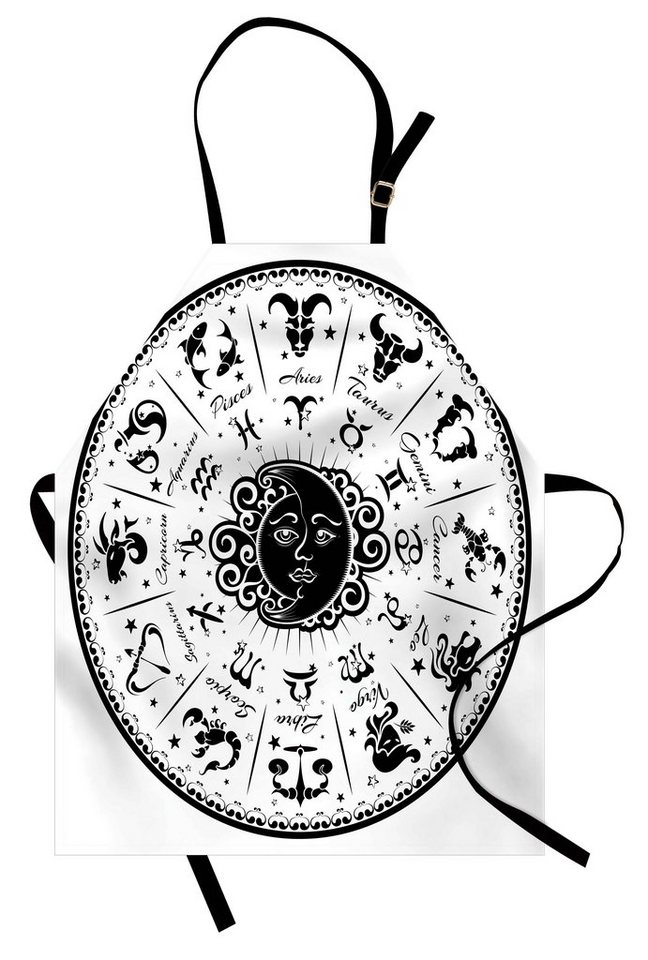 Abakuhaus Kochschürze Höhenverstellbar Klare Farben ohne verblassen, Astrologie Schwarz Weiß Zodiac von Abakuhaus