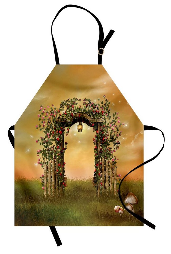 Abakuhaus Kochschürze Höhenverstellbar Klare Farben ohne verblassen, Rosen Garten-Kunst mit Blumen Zaun von Abakuhaus