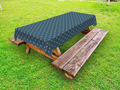 ABAKUHAUS Navy blau Outdoor-Tischdecke, Anchors Seereisen, dekorative waschbare Picknick-Tischdecke, 145 x 210 cm, Blaugrau Weiß von ABAKUHAUS