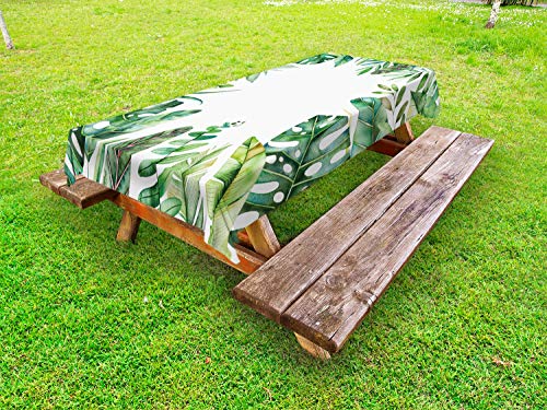 ABAKUHAUS Pflanze Outdoor-Tischdecke, Jungle Themed Bild, dekorative waschbare Picknick-Tischdecke, 145 x 210 cm, Farngrün Weiß ABAKUHAUS Pflanze Outdoor-Tischdecke, Jungle Themed Bild, dekorative waschbare Picknick-Tischdecke, 145 x 210 cm, Farngrün Weiß von ABAKUHAUS