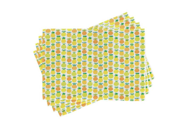 Abakuhaus Platzset Waschbare Stoff Esszimmer Küche Tischdekorations Digitaldruck, (4-teilig, 4-St., Set aus 4x), Ananas Hawaiian Obst Kunst von Abakuhaus