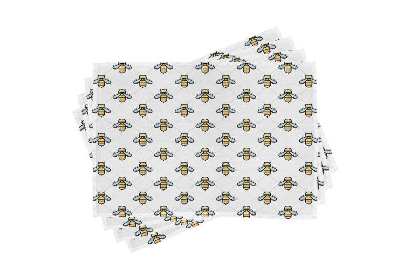 Abakuhaus Platzset Waschbare Stoff Esszimmer Küche Tischdekorations Digitaldruck, (4-teilig, 4-St., Set aus 4x), Biene Grafik-Bienen-Punkt-Muster von Abakuhaus