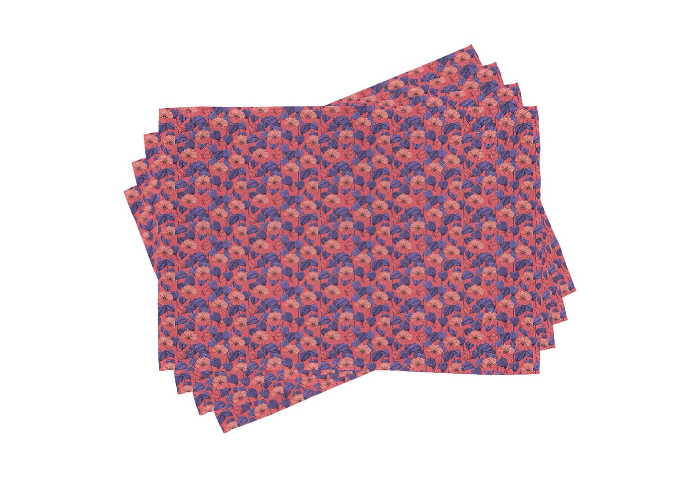 Abakuhaus Platzset Waschbare Stoff Esszimmer Küche Tischdekorations Digitaldruck, (4-teilig, 4-St., Set aus 4x), Blumen Wiese Blüten Muster-Kunst von Abakuhaus