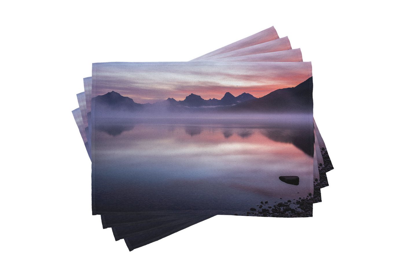 Abakuhaus Platzset Waschbare Stoff Esszimmer Küche Tischdekorations Digitaldruck, (4-teilig, 4-St., Set aus 4x), Glacier Nationalpark lake McDonald von Abakuhaus