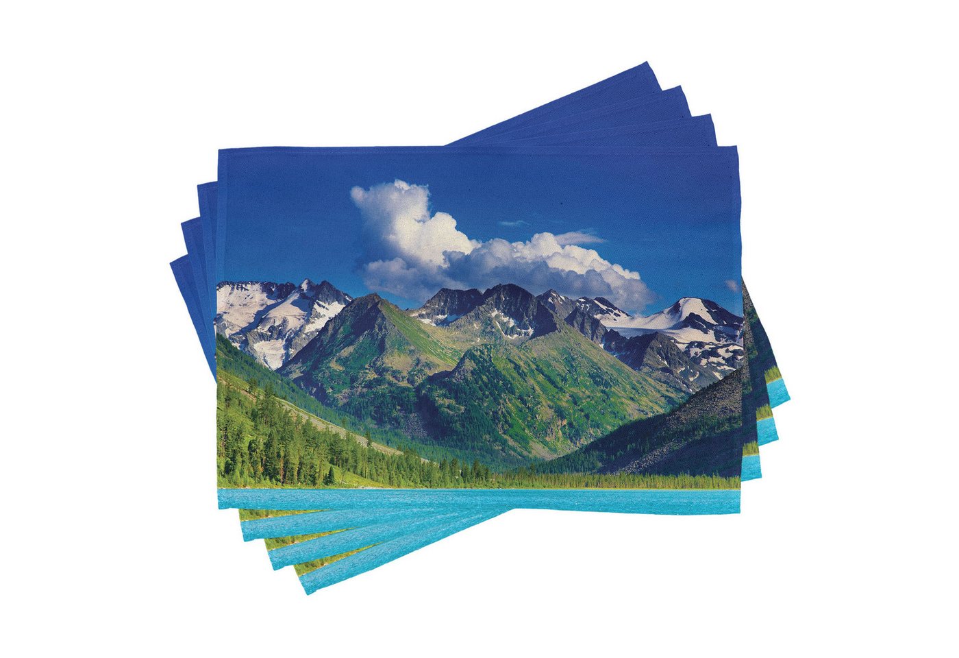 Abakuhaus Platzset Waschbare Stoff Esszimmer Küche Tischdekorations Digitaldruck, (4-teilig, 4-St., Set aus 4x), Hochland See im Altai-Gebirge von Abakuhaus