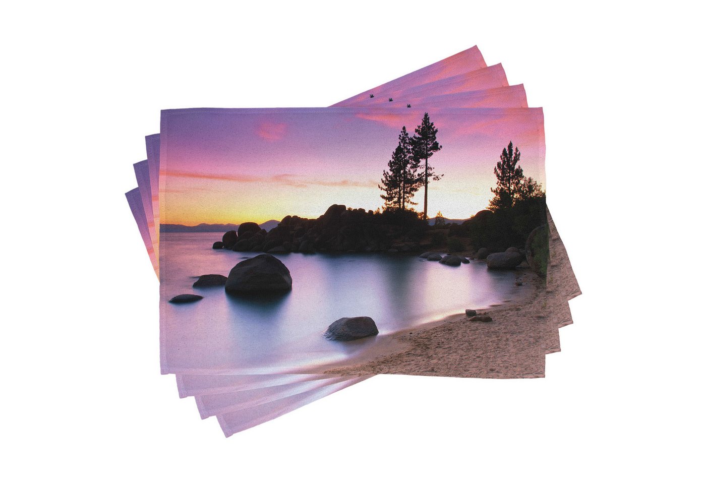Abakuhaus Platzset Waschbare Stoff Esszimmer Küche Tischdekorations Digitaldruck, (4-teilig, 4-St., Set aus 4x), Natur Landschaft Lake Tahoe von Abakuhaus