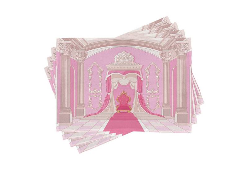 Abakuhaus Platzset Waschbare Stoff Esszimmer Küche Tischdekorations Digitaldruck, (4-teilig, 4-St., Set aus 4x), Schloss Fantasie-Cartoon-Raum-Grafik von Abakuhaus