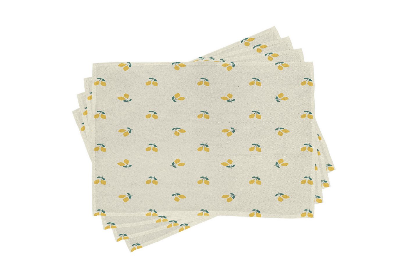 Abakuhaus Platzset Waschbare Stoff Esszimmer Küche Tischdekorations Digitaldruck, (4-teilig, 4-St., Set aus 4x), Sommer Belaubt Lemon Obst Paar Motiv von Abakuhaus