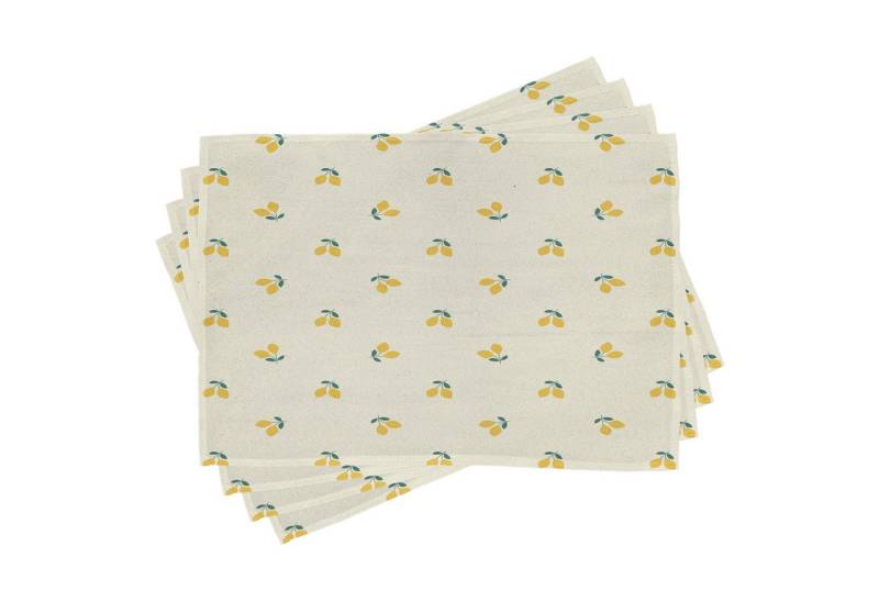 Abakuhaus Platzset Waschbare Stoff Esszimmer Küche Tischdekorations Digitaldruck, (4-teilig, 4-St., Set aus 4x), Sommer Belaubt Lemon Obst Paar Motiv von Abakuhaus