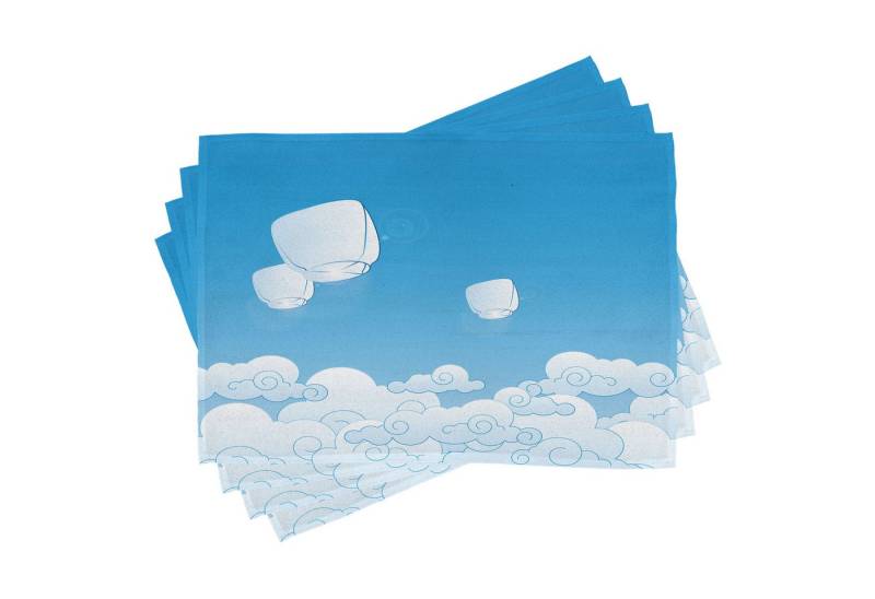 Abakuhaus Platzset Waschbare Stoff Esszimmer Küche Tischdekorations Digitaldruck, (4-teilig, 4-St., Set aus 4x), Wolke Laterne weg schwimmt in Himmel von Abakuhaus