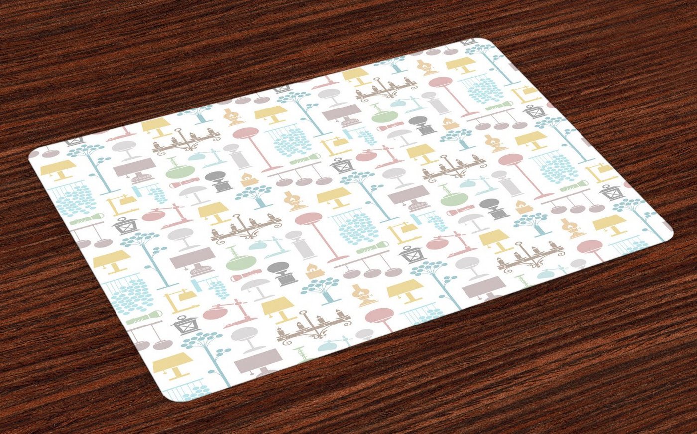 Abakuhaus Platzset Waschbare Stoff Esszimmer Küche Tischdekorations Digitaldruck, (4-teilig, 4 Teilig-St., Set aus 4x), Laterne Kerzen Gleam Motiv Kunst von Abakuhaus