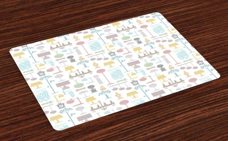 Abakuhaus Platzset Waschbare Stoff Esszimmer Küche Tischdekorations Digitaldruck, (4-teilig, 4 Teilig-St., Set aus 4x), Laterne Kerzen Gleam Motiv Kunst von Abakuhaus