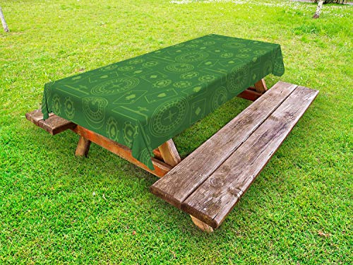 ABAKUHAUS Poker Outdoor-Tischdecke, Casino Objekte Musterbild, dekorative waschbare Picknick-Tischdecke, 145 x 265 cm, Farngrün ABAKUHAUS Poker Outdoor-Tischdecke, Casino Objekte Musterbild, dekorative waschbare Picknick-Tischdecke, 145 x 265 cm, Farngrün von ABAKUHAUS