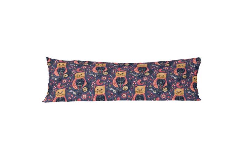 Abakuhaus Seitenschläferkissenbezug Deko-Akzent Langer Kissenbezug, Blume Doodle Cat Funky Boho Blumen von Abakuhaus