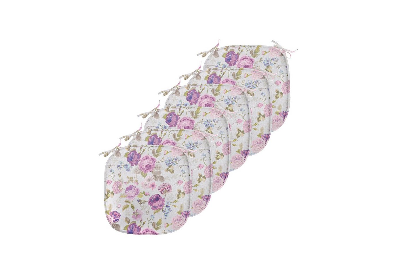 Abakuhaus Stuhlkissen Dekoratives wasserfestes Kissen mit Riemen für Küchensitze, Blumen Pastelltöne Blätter Abakuhaus Stuhlkissen Dekoratives wasserfestes Kissen mit Riemen für Küchensitze, Blumen Pastelltöne Blätter von Abakuhaus