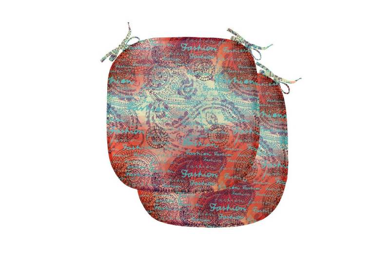 Abakuhaus Stuhlkissen Dekoratives wasserfestes Kissen mit Riemen für Küchensitze, Ethnisch Grunge Paisley Abakuhaus Stuhlkissen Dekoratives wasserfestes Kissen mit Riemen für Küchensitze, Ethnisch Grunge Paisley von Abakuhaus