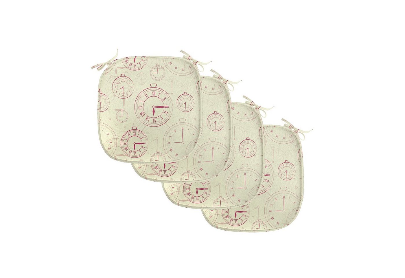Abakuhaus Stuhlkissen Dekoratives wasserfestes Kissen mit Riemen für Küchensitze, Jahrgang Roman Ziffern auf einer Uhr von Abakuhaus