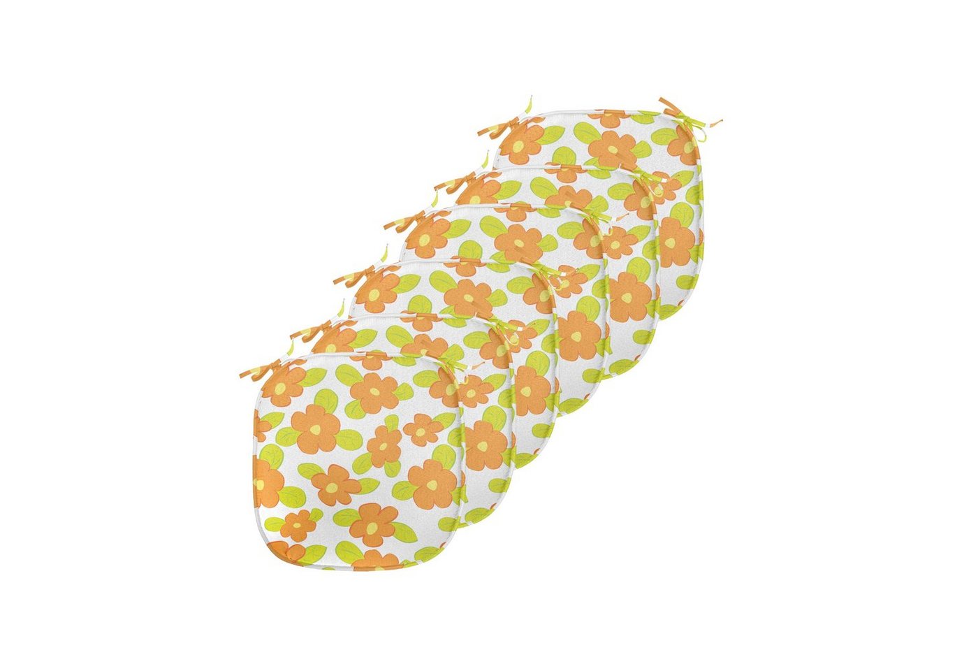 Abakuhaus Stuhlkissen Dekoratives wasserfestes Kissen mit Riemen für Küchensitze, Orange Kind-Mädchen-Doodle Floral von Abakuhaus